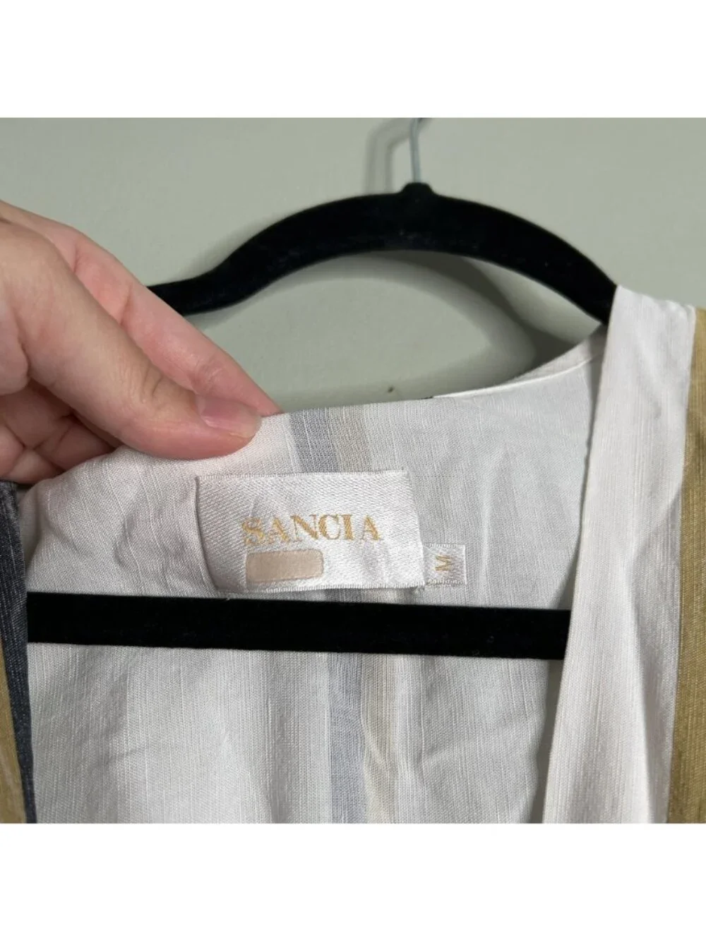 Sancia Anika White Striped Short Sleeve Belted Midi Dress Women's Size Medium M - Picture 6 of 12
